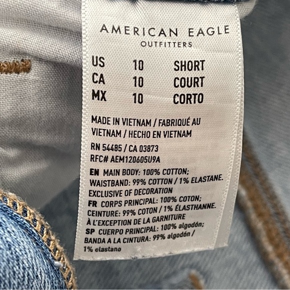 American Eagle Mom Jeans 10 SHORT High Rise Raw Hem Tapered Leg Ripped Casual - Picture 8 of 8